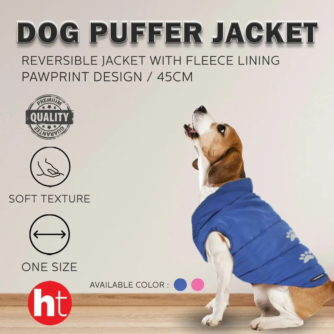 PawPrint - Dog Puffer Jacket 2pk Reversible Jacket with Fleece Lining assorted 45cm