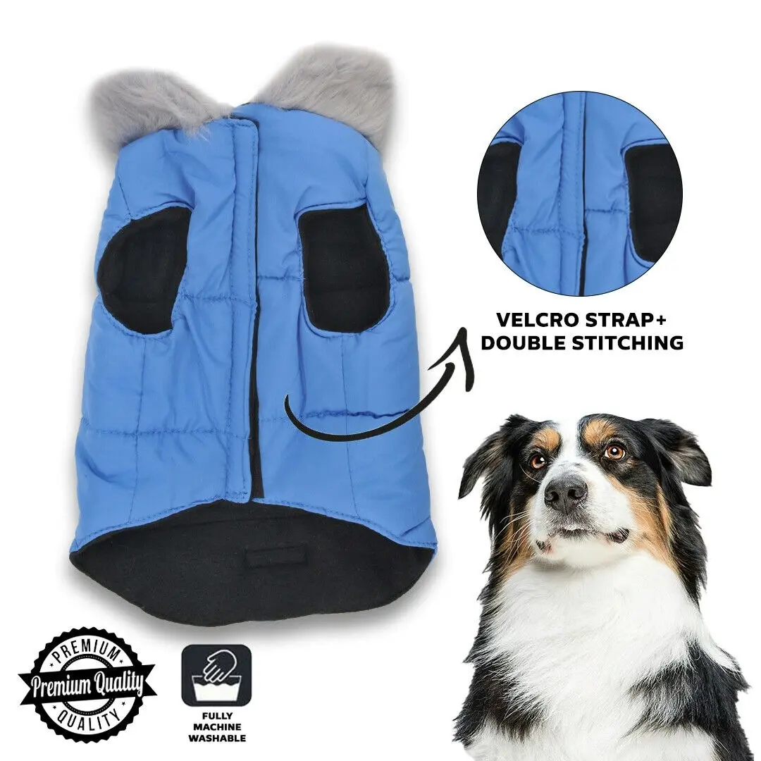 Trendypets Dog Puffer Jacket with FurHood 2PCE Double Stitching 40 cm