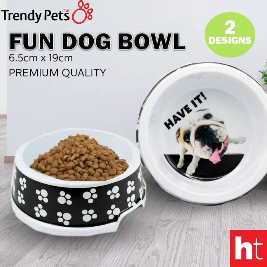 Fun Dog Bowl 6.5X19Cm 2Pce Sturdy Premium Quality