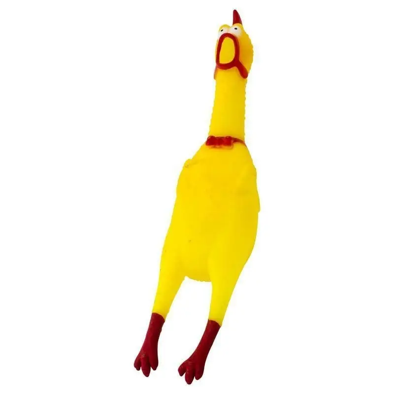 2PK Squeaky Latex Chicken 17cm Dog Toys Standing Stick Animal Puppy Fetch