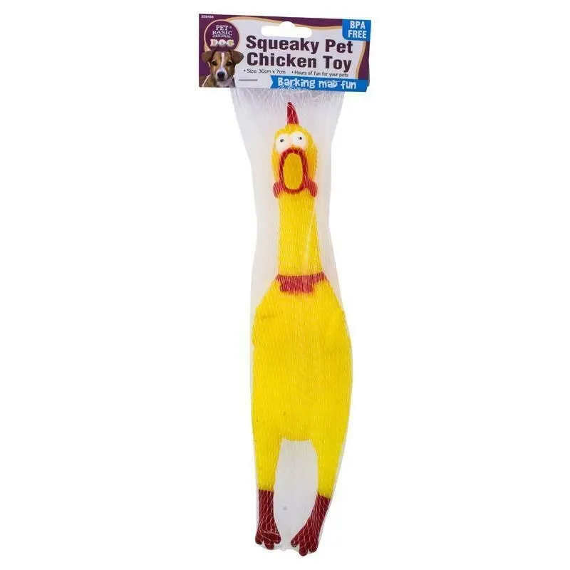 2PK Squeaky Latex Chicken 17cm Dog Toys Standing Stick Animal Puppy Fetch