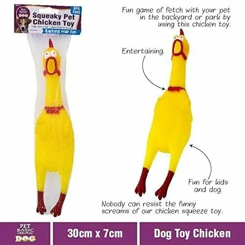 2PK Squeaky Latex Chicken 17cm Dog Toys Standing Stick Animal Puppy Fetch