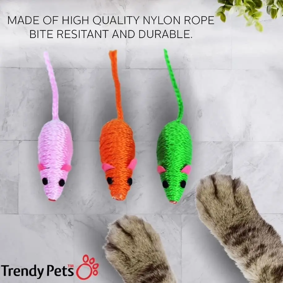 Trendypets Pet Cat Toy Mini Mice Premium Play Toys 3Pce Comfort Toy