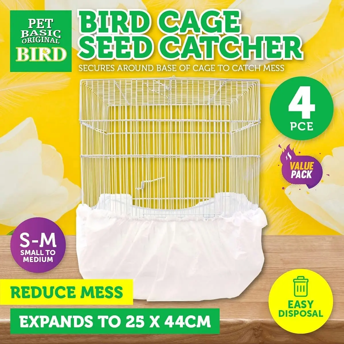 Pet Basic4PK Bird Cage Seed Catcher Reduce Mess Reusable Disposable 25 x 44cm