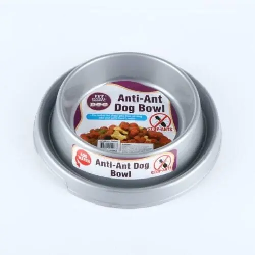 Pet Basic 2PK Dog Bowl Anti-Ant Grey 22.5cm x 16.5cm x 5.5cm - 183029