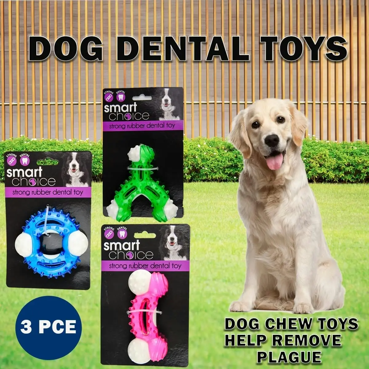 Trendypets Dog Dental Toys Strong Rubber 3Pce Keep Dog'S Gum And Teeth Healthy