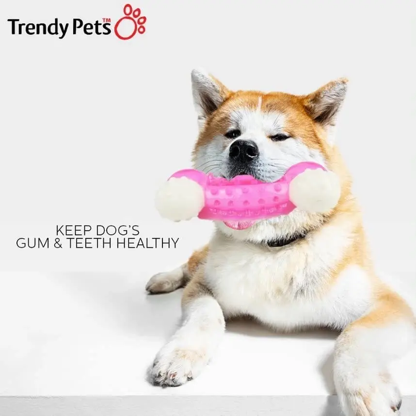 Trendypets Dog Dental Toys Strong Rubber 3Pce Keep Dog'S Gum And Teeth Healthy