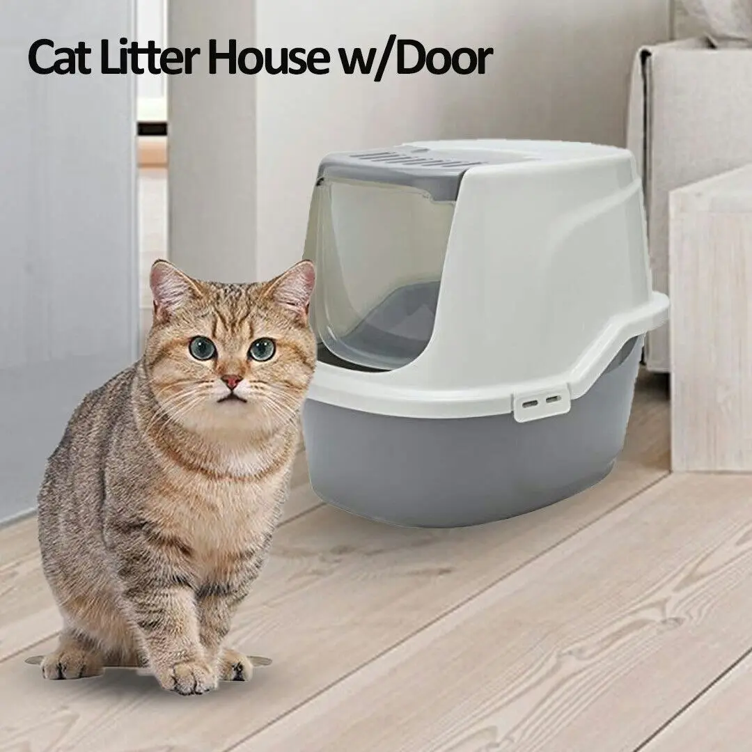 PaWise Cat Litter House With Door Pop Up Top Opening East To Clean Wide Door Portable Sanitary 48X38X40Cm