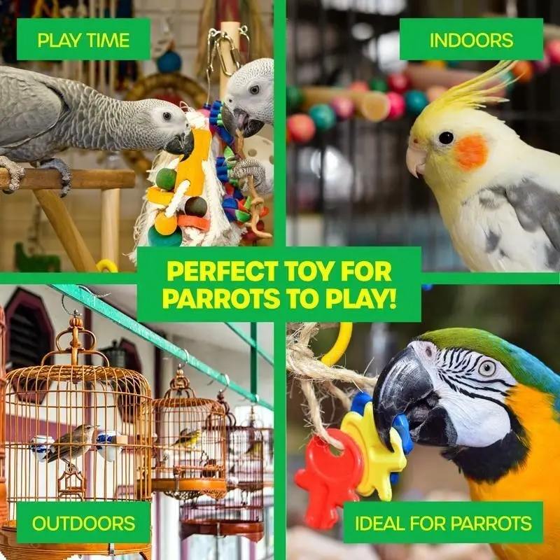 Pet Basic Bird/Parrot Rope 27CM Wooden Blocks Fun Stimulating Playful Sturdy