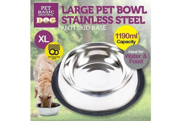 Pet Basic 54428-2PK Dog Bowl Stainless Steel 1190ml