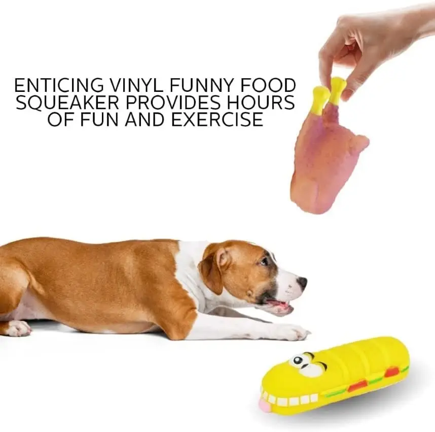 Pet Dog Toy Truck Vinyl Funny Food With Squeek 17Cm 3Pce Premium Quality