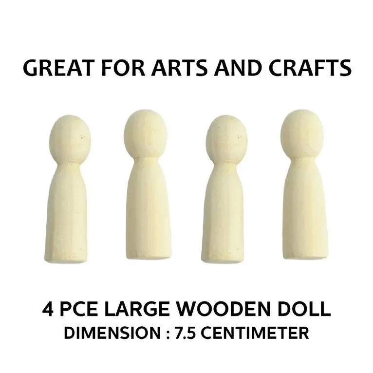 [2Pk X 2Pce] Krafters Korner Large Wooden Doll- Natural Wood Color (7.5cm)