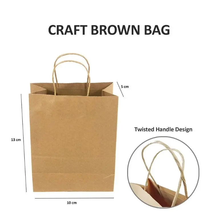 [4PCE] Krafters Korner Craft Brown Bag With Handle (13x10x5cm)