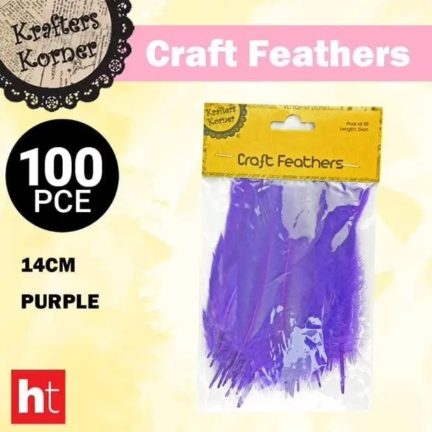 [2Pk X 50Pce] Krafters Korner Craft Feathers For Ages 3+ Years - Purple (14Cm)