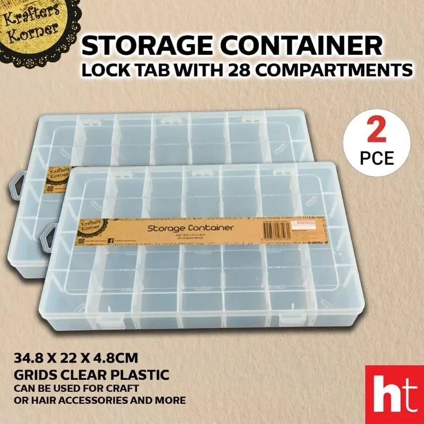 [2PCE[ Krafters Korner Large Craft Storage Container - 28 Compartments ( 34.8 x 22 x 4.8cm)