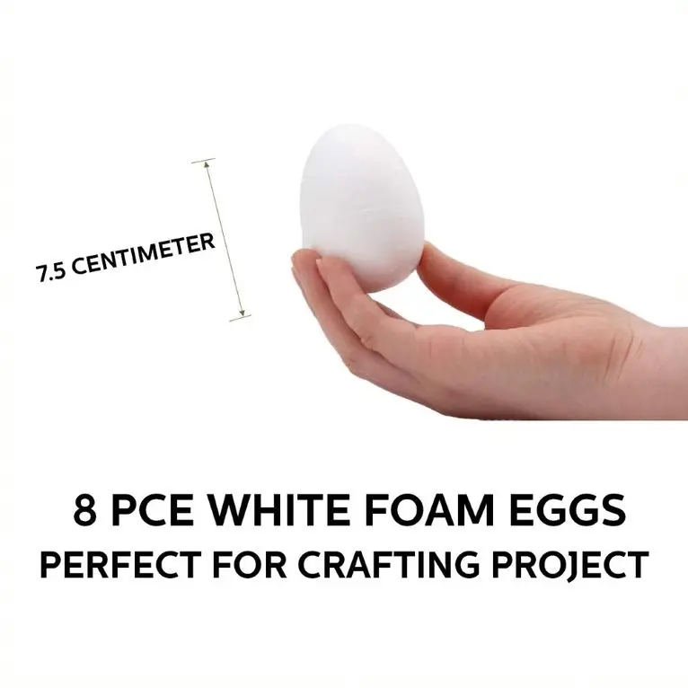 [2PK x 4PCE] Krafters Korner Foam Eggs - White (7 x 5cm)