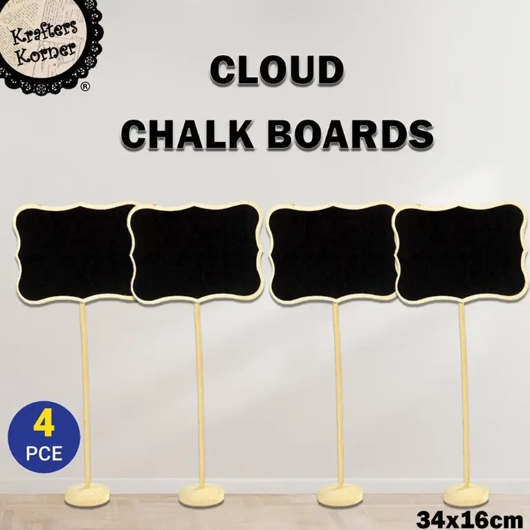 [4Pk] Krafters Korner Cloud Chalkboard Table Stand (34 x 16Cm)