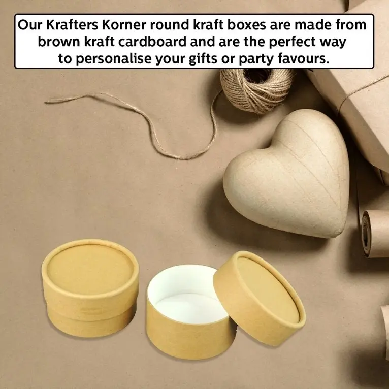 [2Pk X 2Pce] Krafters Korner Round Paper Boxes - Brown (8.5Cm)