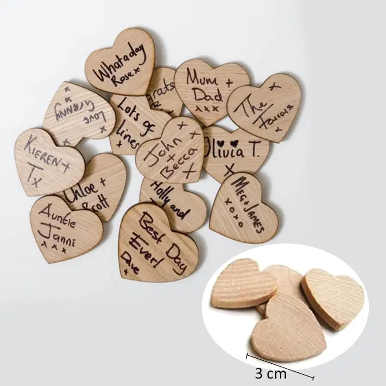 [2Pk X 10Pce] Krafters Korner Wooden Hearts - For Gest Book Sign And Any Craft Projects - Natural (3Cm)