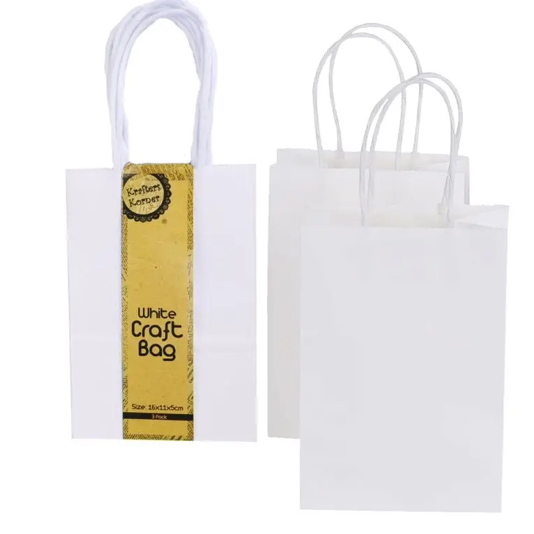 [3PCE] Krafters Korner Craft White Bag With Handle (11cm x 16cm x 5cm)