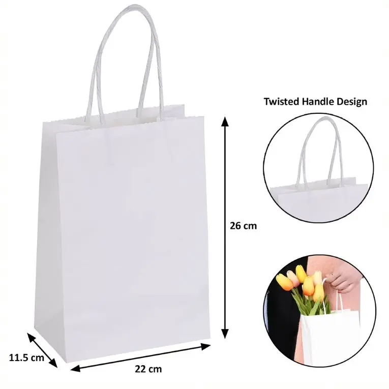 [2PCE] Krafters Korner Craft White Bag With Handle (26.5cm x 22cm x 11.5cm)