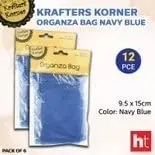 [2Pk X 6Pce] Krafters Korner Organza Bag - Navy (9.5 x 15cm)