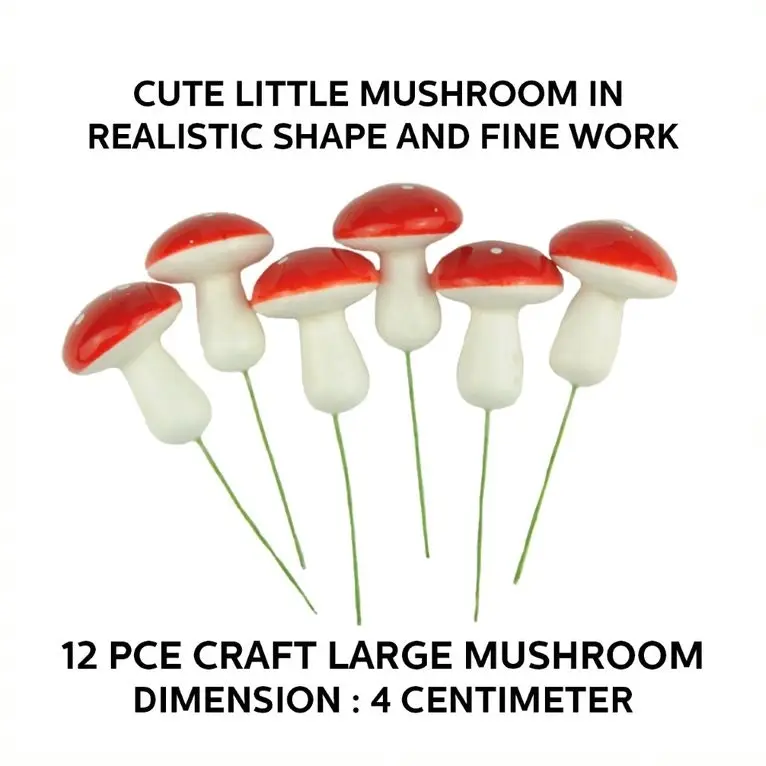 [2Pk X 6Pce] Krafters Korner Craft Large Mushrooms - Red (4Cm)