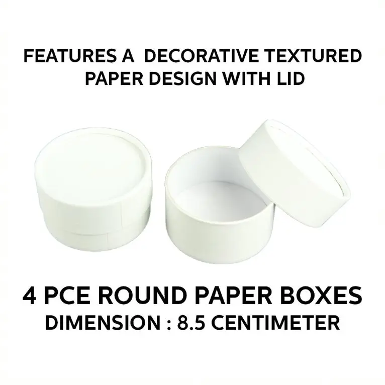 [2Pk X 2Pce] Krafters Korner Round Paper Boxes - White (8.5cm)