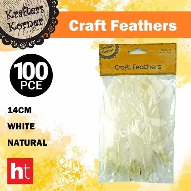 [2Pk X 50Pce] Krafters Korner Craft Feathers For Ages 3+ Years - White (14Cm)