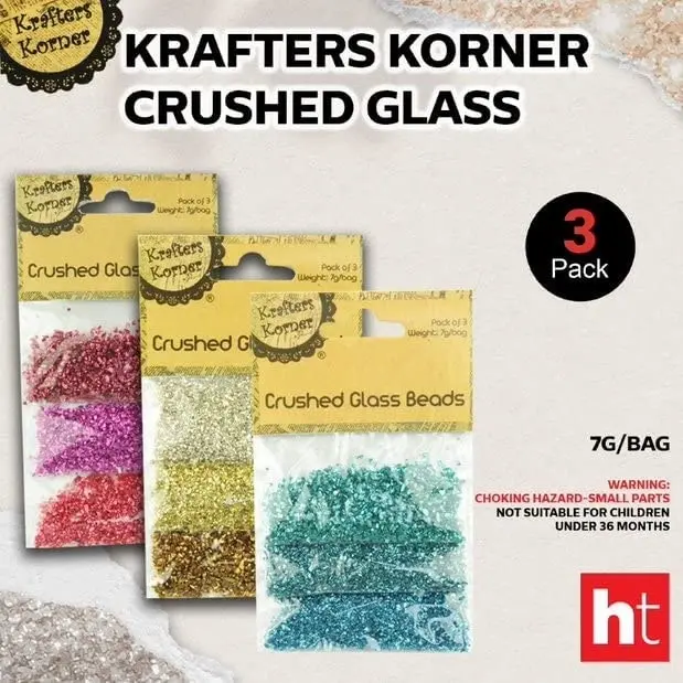 [3Pk] Krafters Korner Crushed Glass Beads - Multi Colors (7G)