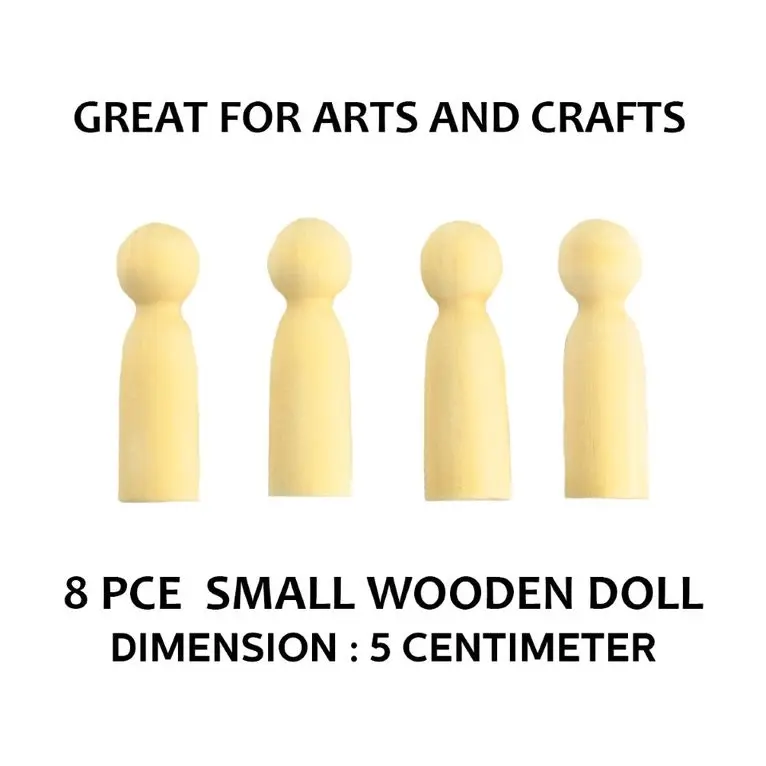 [2Pk X 4Pce] Krafters Korner Small Wooden Doll - Natural Wood Color (5Cm)