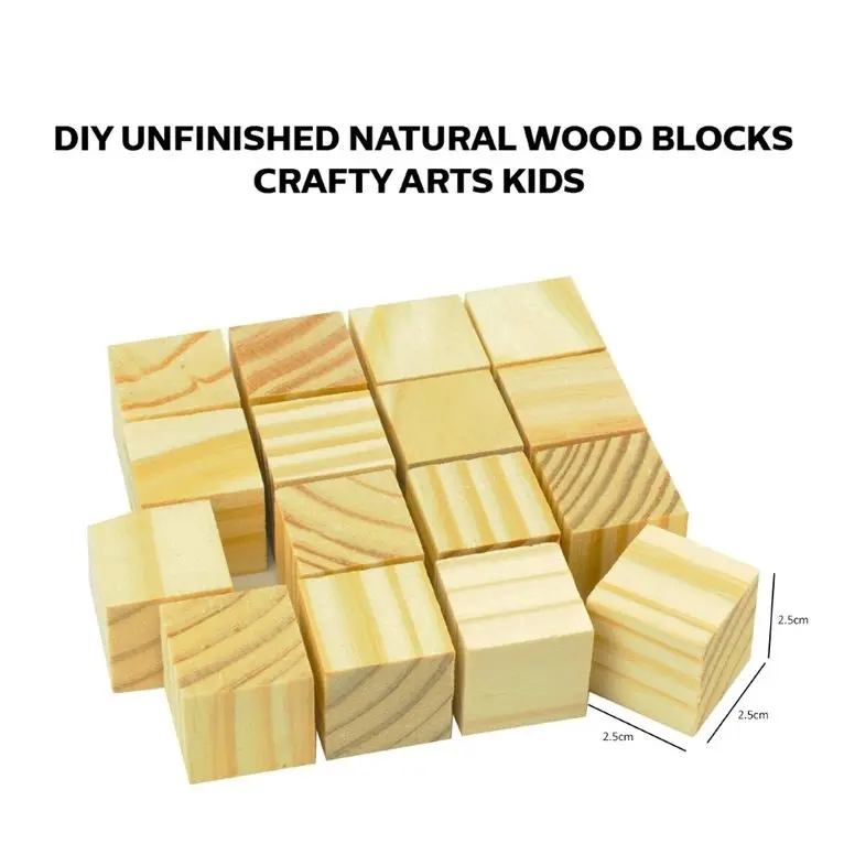 [2Pk X 16Pce] Craft Wooden Blocks - Natural Color (2.5 X 2.5 X 2.5Cm)