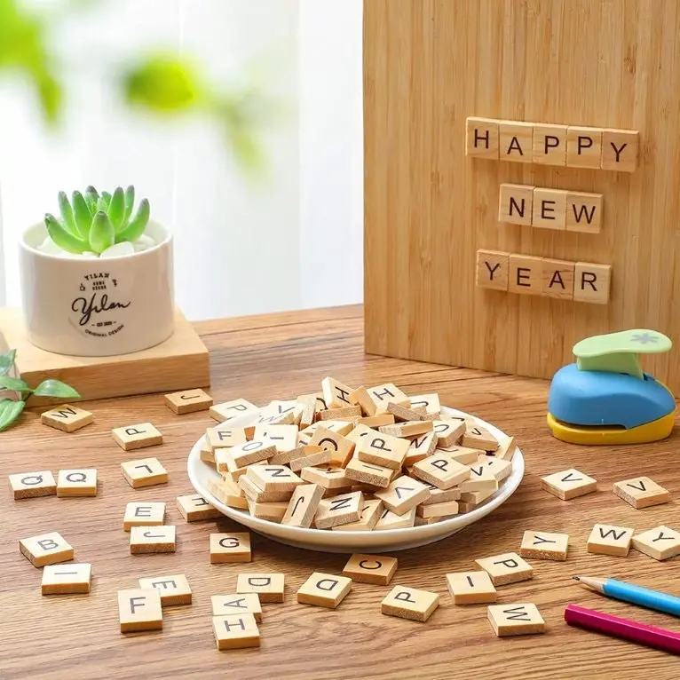 [2Pk x 26Pce] Krafters Korner Craft Wooden Letters - Natural Color (18 x 2cm)