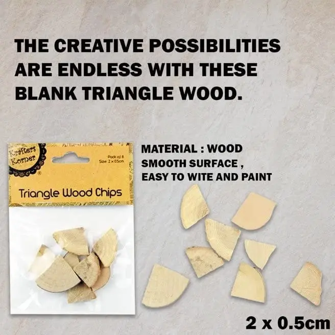 [2Pk X 8Pce] Krafters Korner Triangle Wood Chips - Natural Color Wood (2 X 0.5Cm)