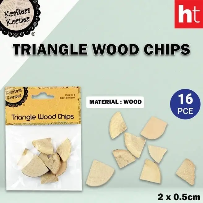 [2Pk X 8Pce] Krafters Korner Triangle Wood Chips - Natural Color Wood (2 X 0.5Cm)