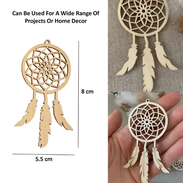 [4Pce] Krafters Korner Mini Dream Catcher With String - Natural Wood Color