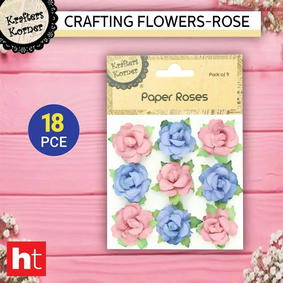 [2Pk X 9Pce] Krafters Korner Crafting Paper 3D Rose Patterned Design