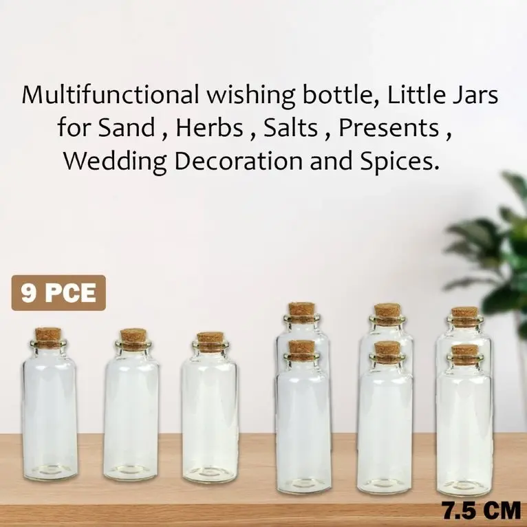 [3Pk X 3Pce] Krafters Korner Mini Glass Bottles With Cork Lids - Ideal Use For A Message In A Bottle