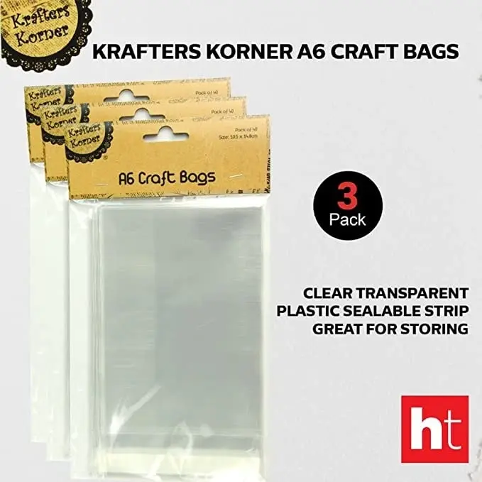 [3Pk X 40Pce] Krafters Korner A6 Craft Opp Bag (10.5 x 14.8Cm)