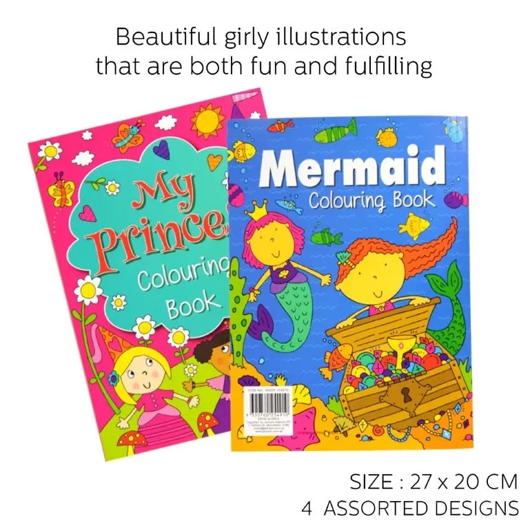 [4Pce] Girls Colouring Book A4 Size Endless Fun Colouring Activity (2720Cm)