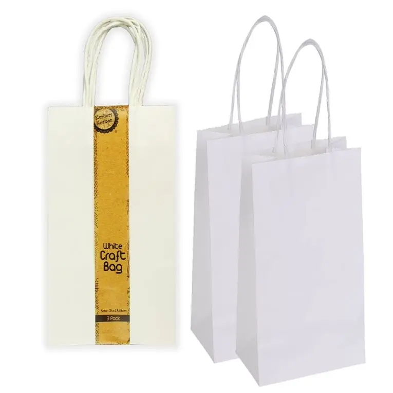 [3PCE] Krafters Korner Craft White Bag With Handle (13cm x 24cm x8cm )