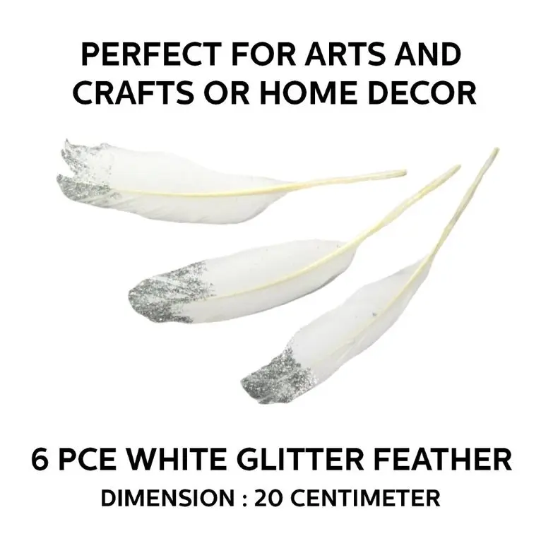 [2Pk X 3Pce] Krafters Korner Glitter Feather - White (15Cm)