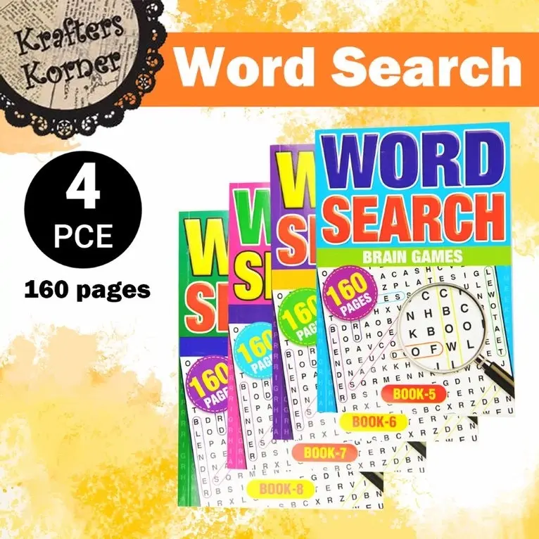 [4pce] A5 Word Search Book - - 160 Pages Book 5-8 (21 X 14.5cm)