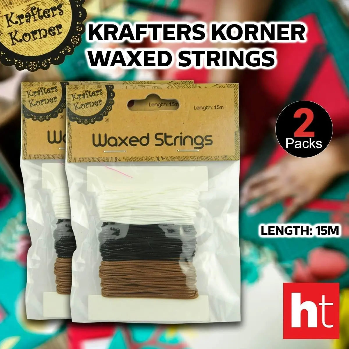 [2Pk] Krafters Korner Waxed Strings - White / Black / Brown (15M)