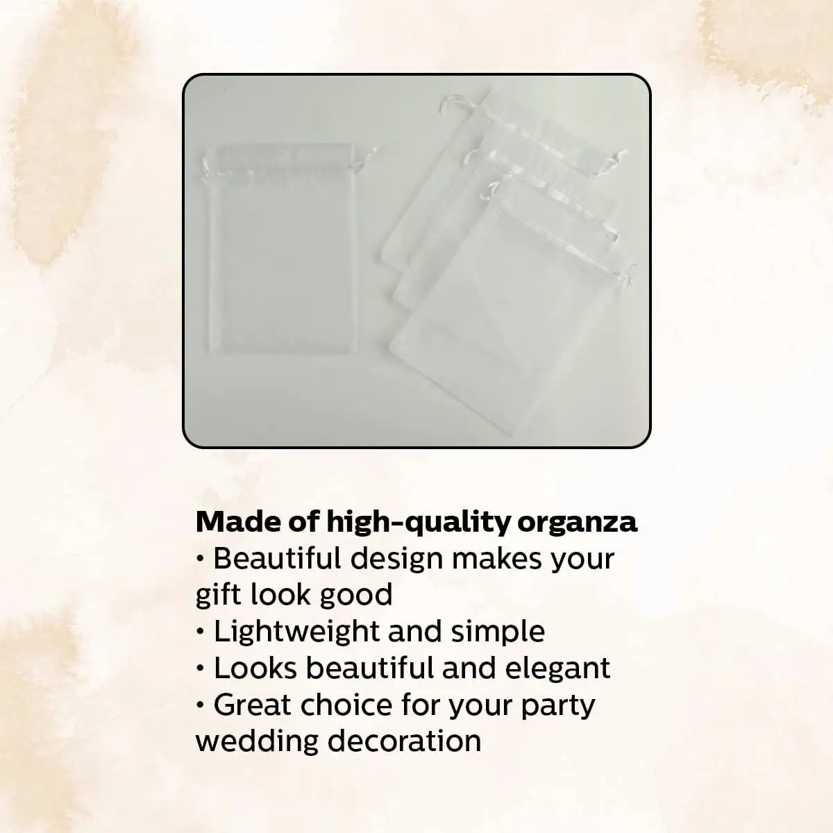 [2PK x 4PCE] Krafters Korner Organza Bag - WHITE (12cm x 17cm)