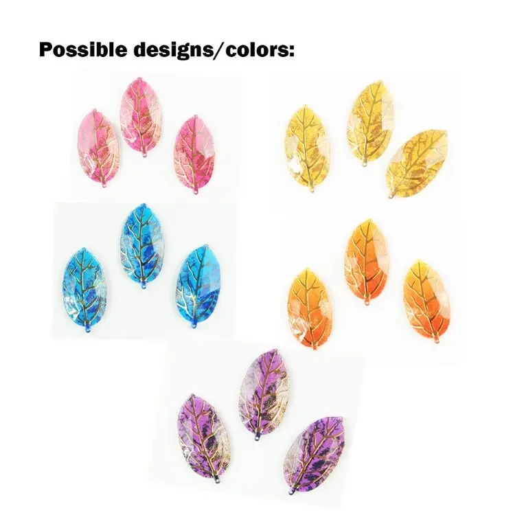 [6Pk X 3Pce] Krafters Korner Leaf Embellishment - 6 Colors (5.4X2.7Cm)