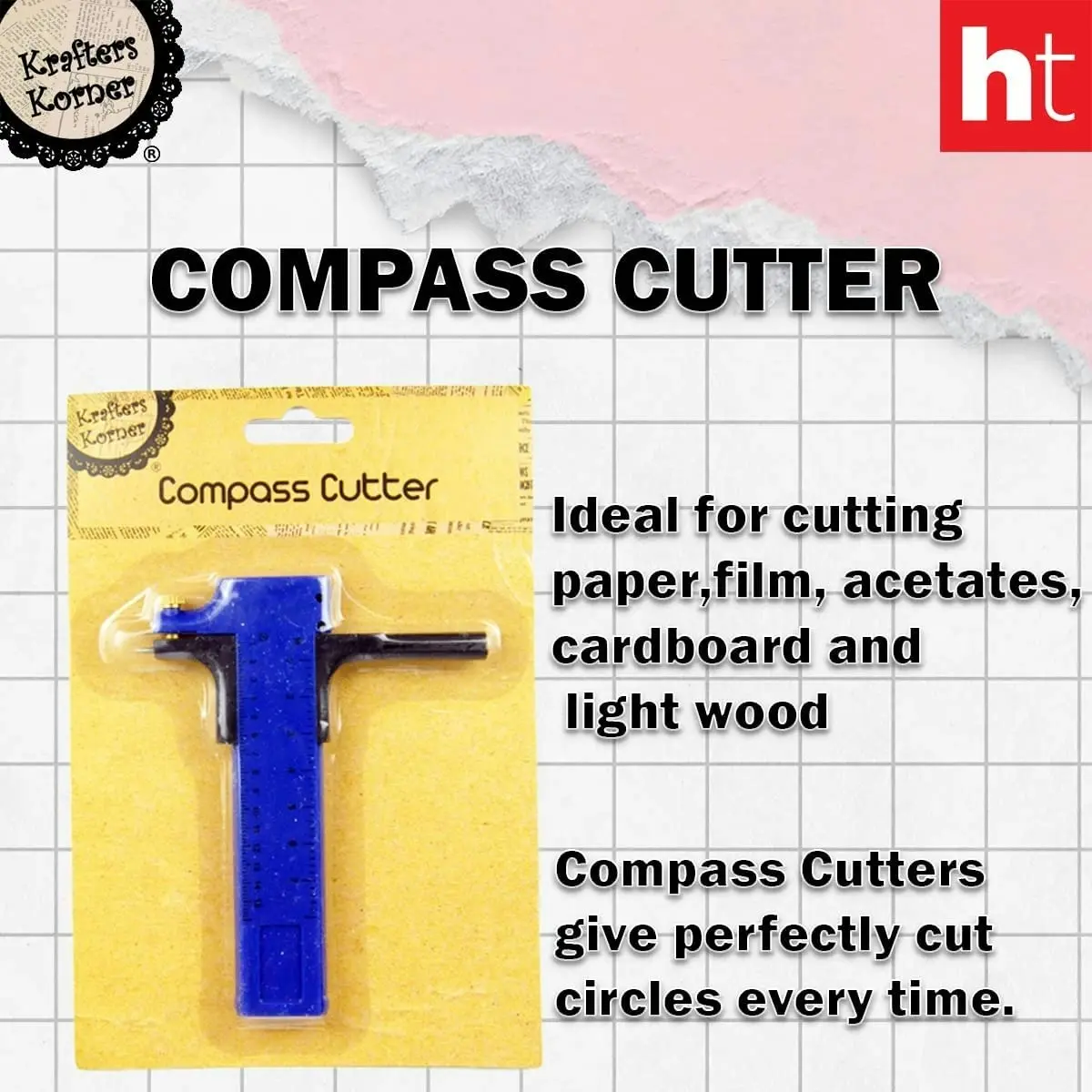 Krafters Korner Compass Cutter Cuts Perfect Circles for Paper Vinyl Rubber Leather