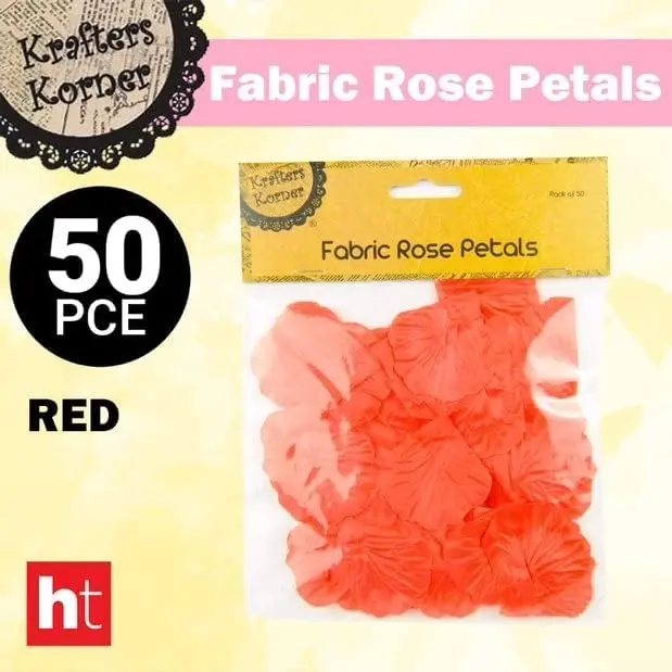 [50Pcs] Krafters Korner Fabric Rose Red Petals