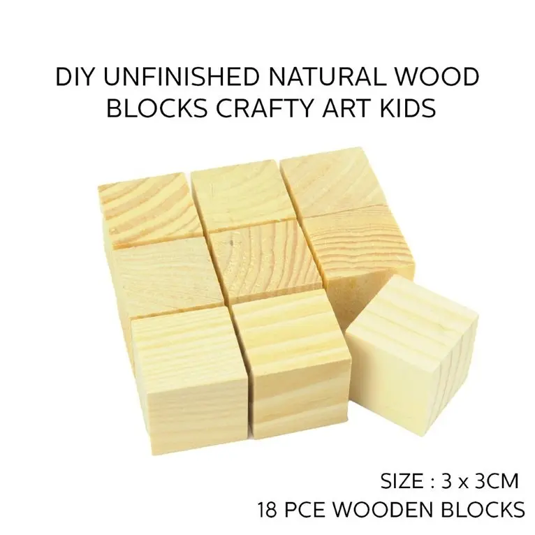 [9Pce] Krafters Korner Craft Wooden Blocks - Natural Color (3 x 3cm)