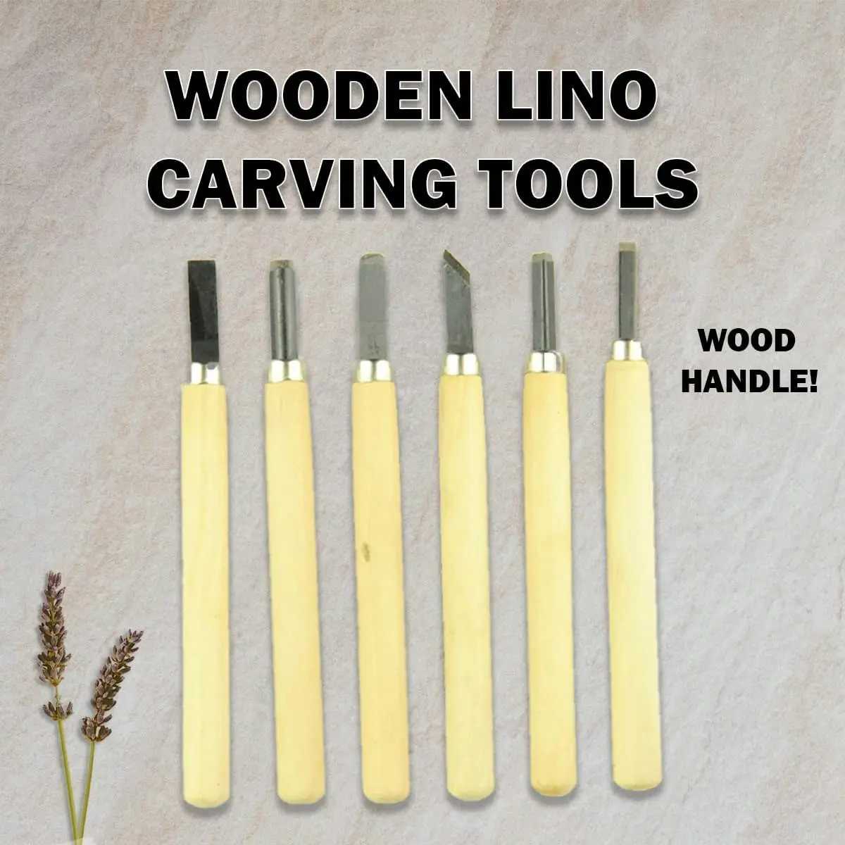 [6Pce] Krafters Korner Wooden Lino Carving Tools - 6 Different Carving Tools With Steel Nozzles